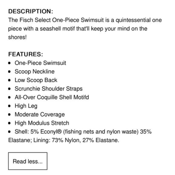 fisch one piece scoop neck coquille seashell motif pattern swimsuit - Picture 11 of 11